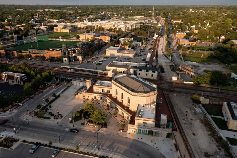 Downtown Joliet and the Des Plaines River